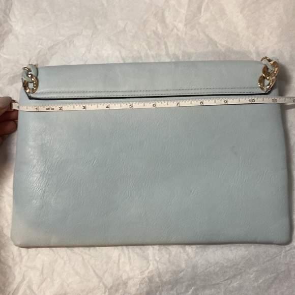 Dune London | Light Blue Envelope Clutch Bag with Blue & Gold Chain Embellishmen - Picture 4 of 6